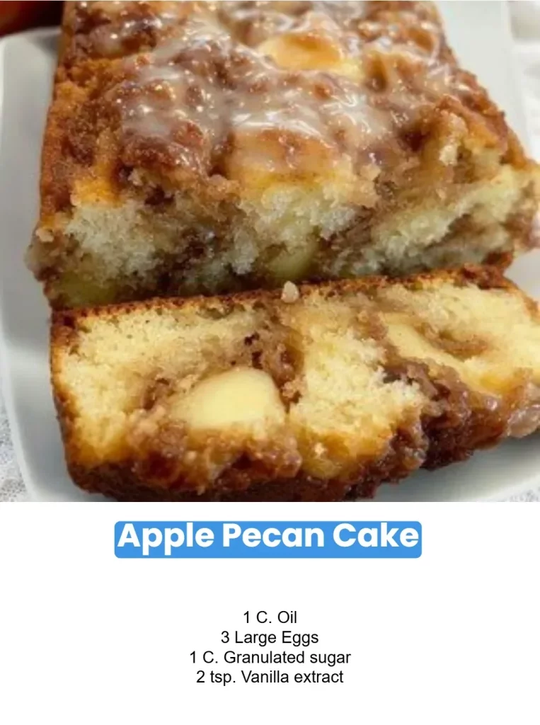Delicious homemade Apple Pecan Cake with a rich pecan topping