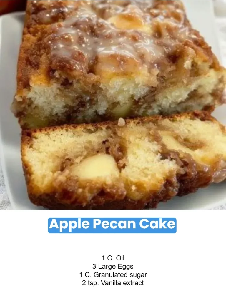 Delicious homemade Apple Pecan Cake with a rich pecan topping