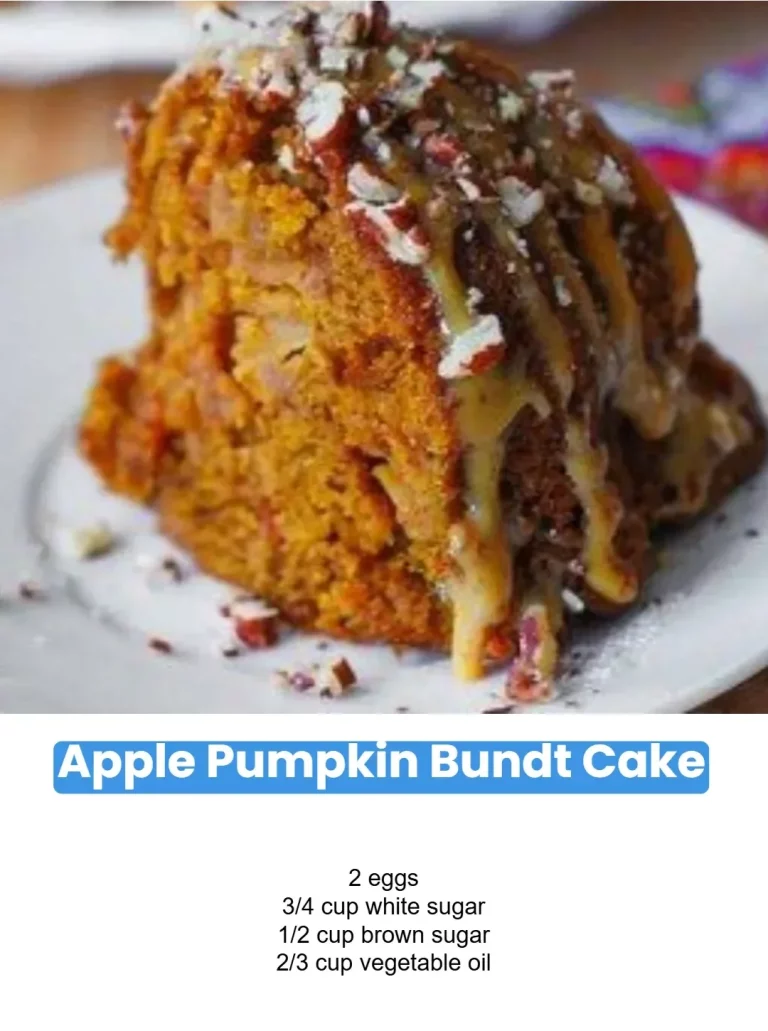 Deliciously moist Apple Pumpkin Bundt Cake with apples and pumpkin spice