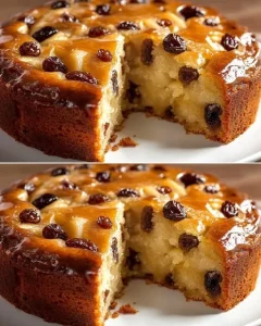 Delicious homemade Apple Raisin Cake with apples and raisins, garnished