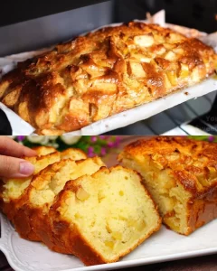 Apple Upside-Down Cake with caramelized apples on top, served on a plate.