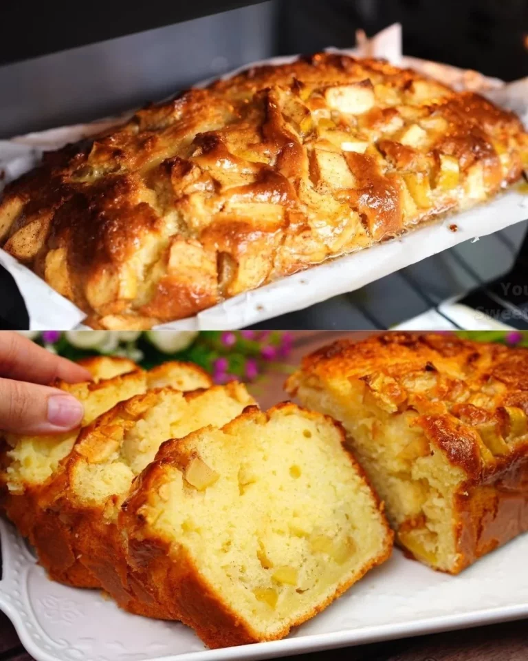 Apple Upside-Down Cake with caramelized apples on top, served on a plate.