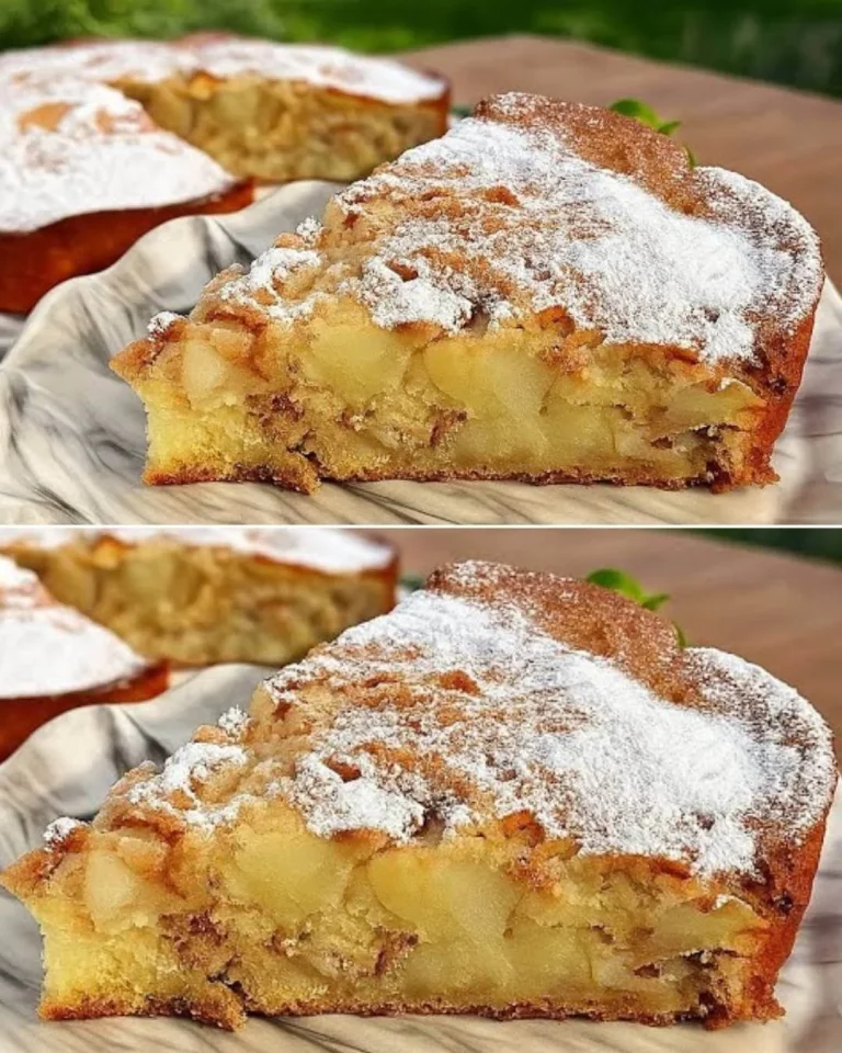 A moist Apple Walnut Cake topped with walnuts and apple slices, perfect for dessert.