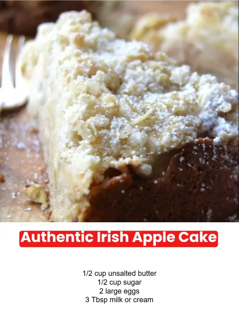 Delicious slice of Authentic Irish Apple Cake with fresh apples and spices