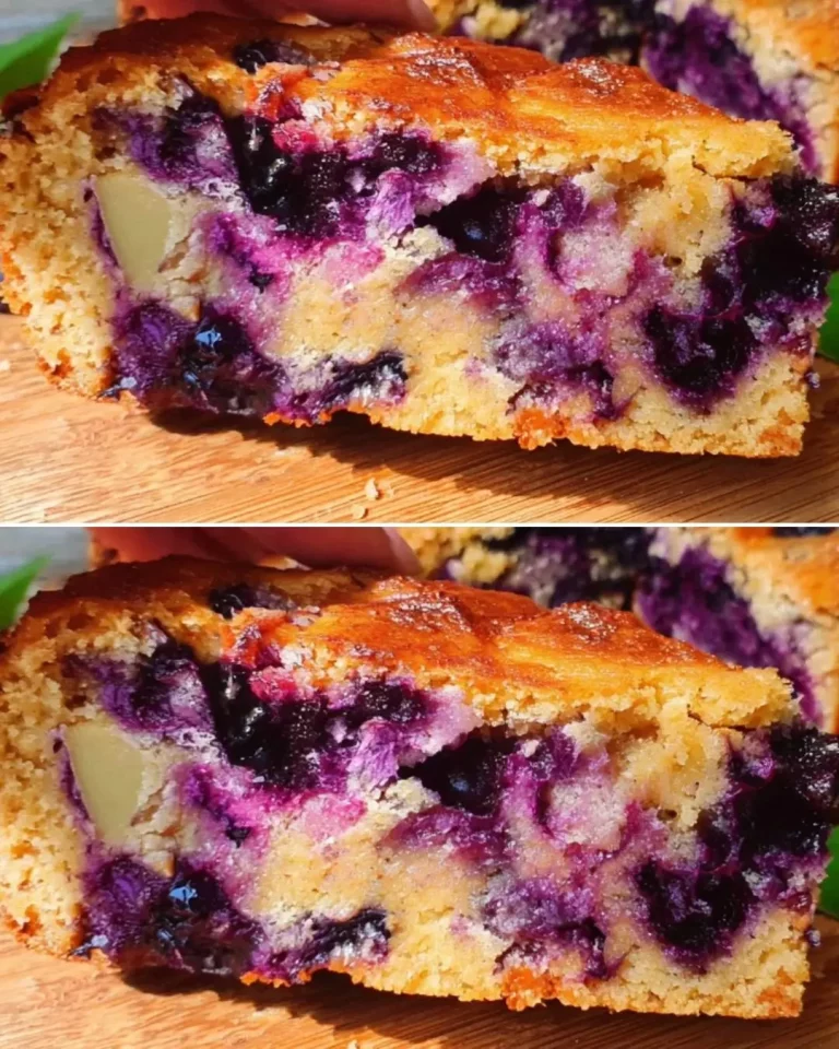 Delicious Blueberry Apple Oat Cake topped with fresh blueberries and apples
