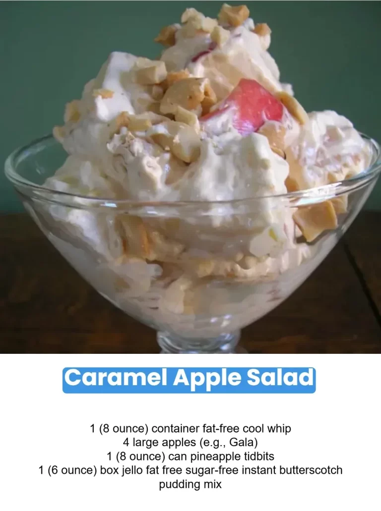 Delicious Caramel Apple Salad with fresh apples and caramel dressing