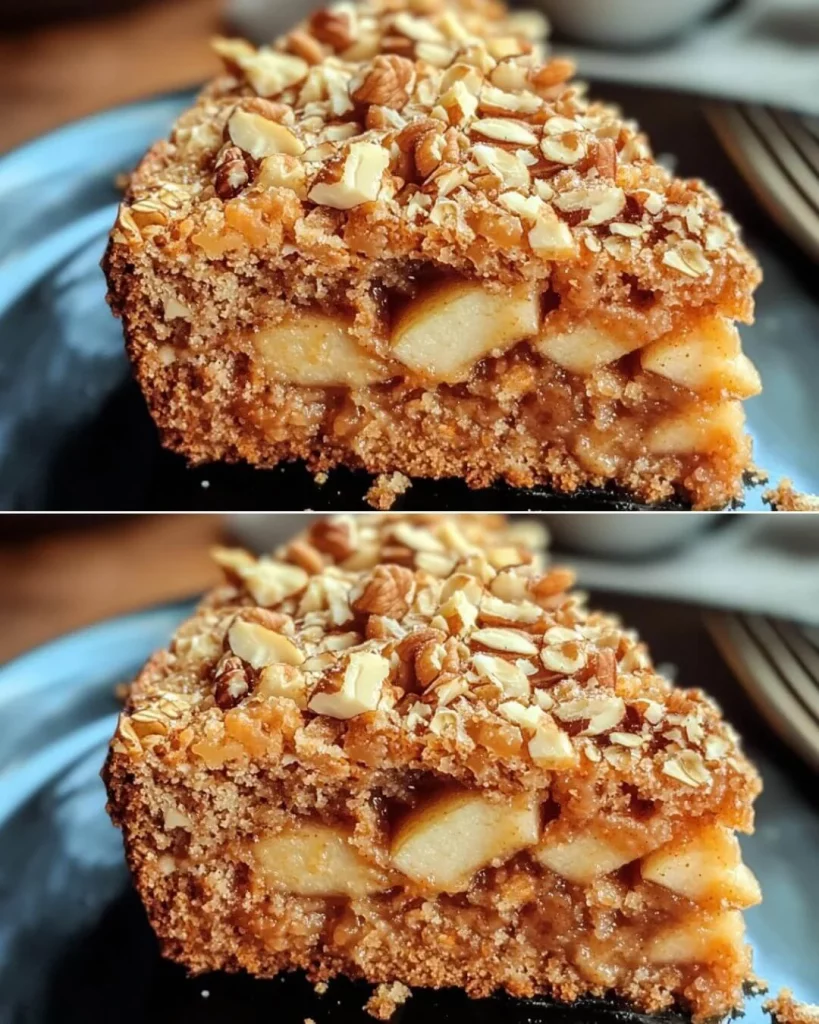 Delicious slice of Carrot Apple Walnut Cake with nuts and apple pieces