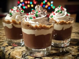 Festive Christmas chocolate pudding shots with Kahlua and Baileys