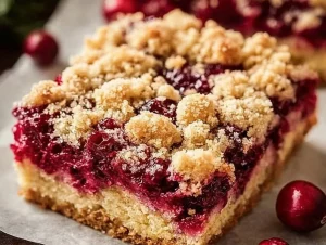 Delicious Christmas cranberry bars topped with festive icing
