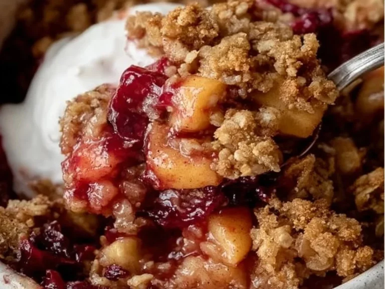 Delicious homemade Cranberry Apple Crumble served in a bowl