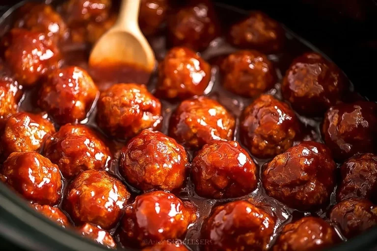 Cranberry BBQ Slow Cooker Meatballs served in a bowl