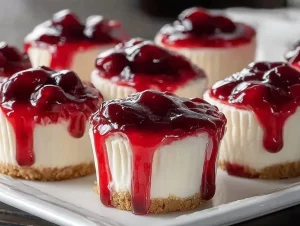 Cranberry Hot Pepper Jelly Cream Cheese Cups served on a platter