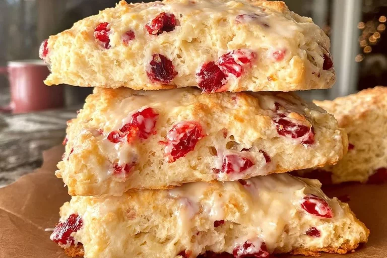 Cranberry orange buttermilk scones on a wooden cutting board