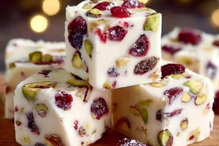 Delicious Cranberry Pistachio Fudge with cranberries and pistachios