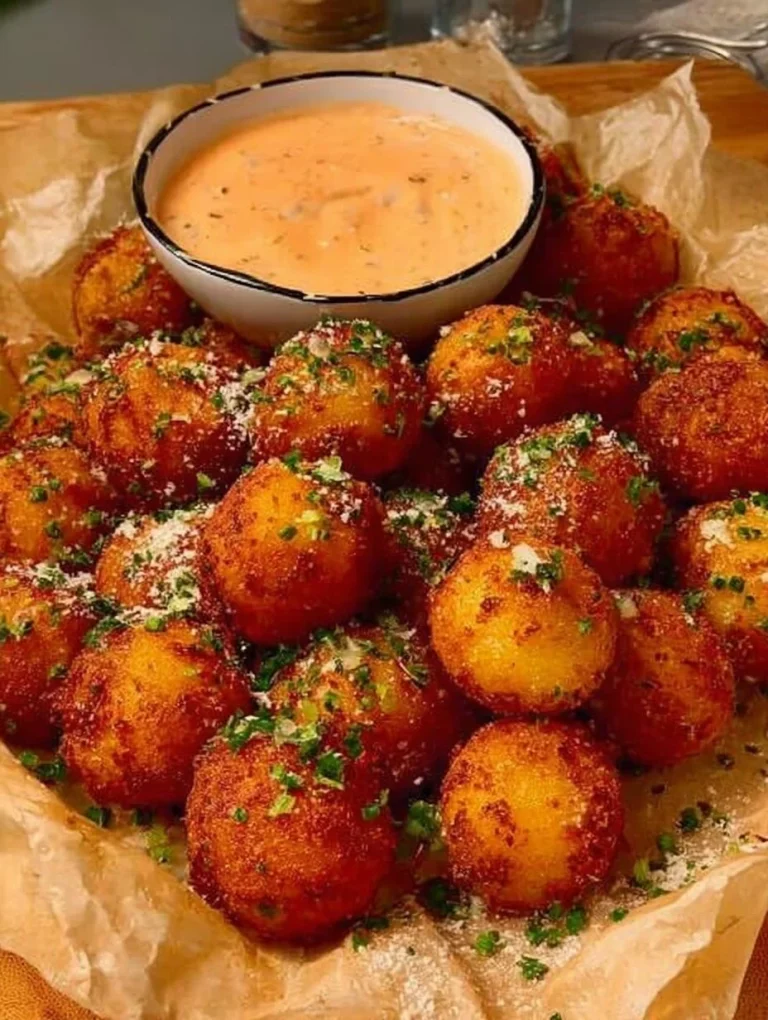 Crispy potato balls served as a delicious snack or appetizer.