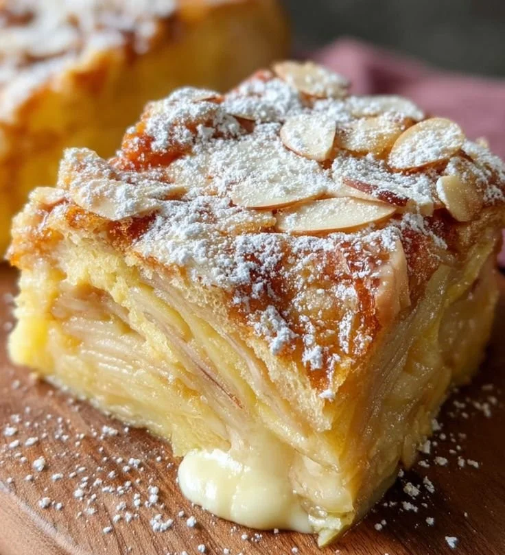 French Apple Invisible Cake with thin apple layers and a light, fluffy texture