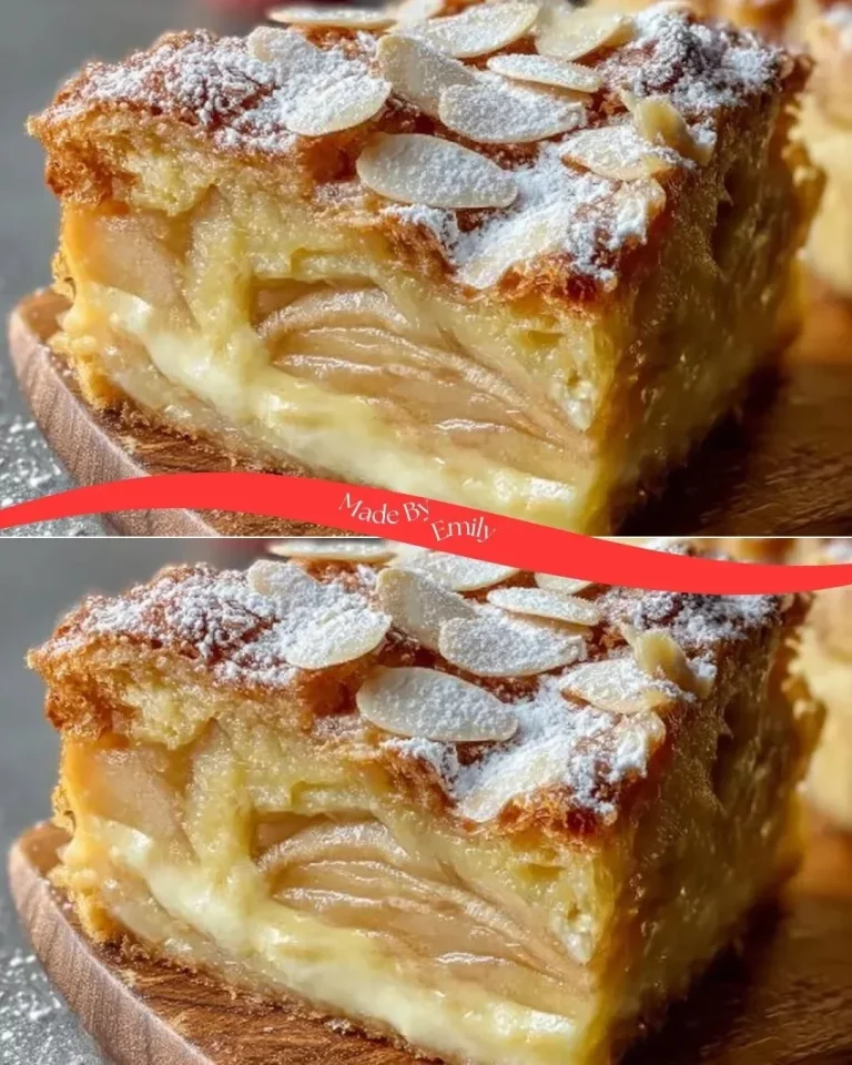 Slice of French Apple Invisible Cake showcasing layers of thin apple slices