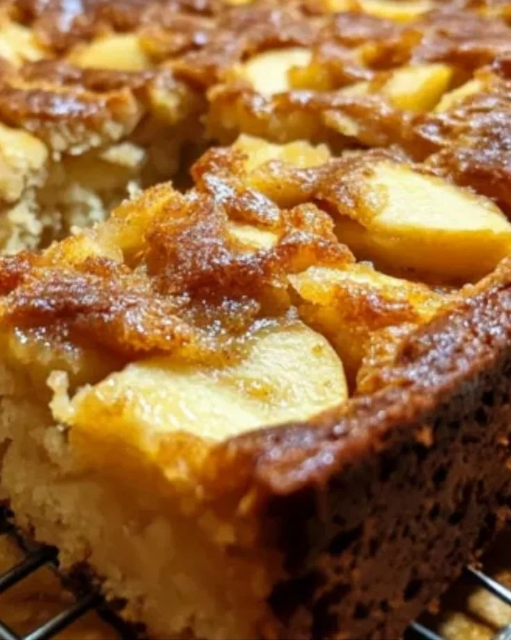Delicious fresh apple cake topped with cinnamon and served on a plate