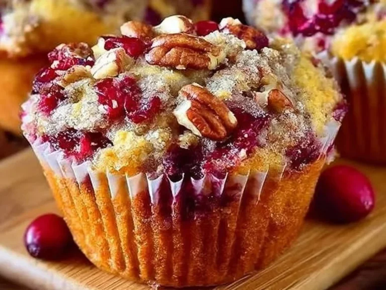 Freshly baked cranberry orange muffins on a cooling rack