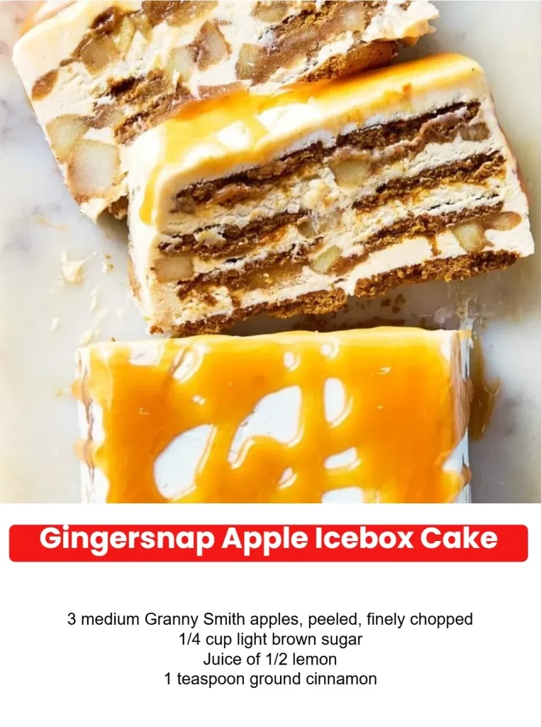 Delicious Gingersnap Apple Icebox Cake with layers of apples and gingersnap cookies