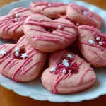 Hearts of Linz cookies topped with luscious red currant jam.