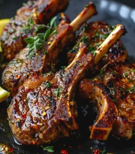 Herb encrusted lamb chops served with fresh herbs and a flavorful crust