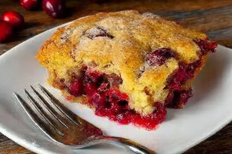 Delicious Holiday Cranberry Cornbread Cobbler with a cranberry topping