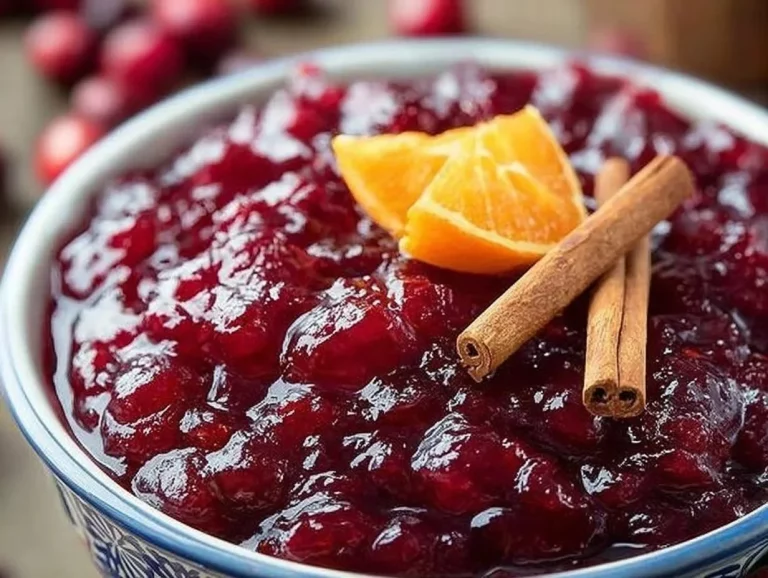 Homemade Christmas cranberry sauce in a bowl, perfect for festive meals