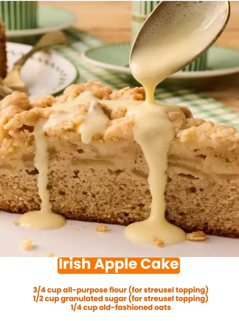 Delicious homemade Irish Apple Cake with fresh apples and spices.