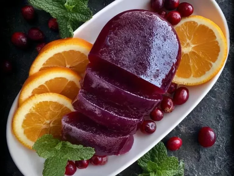 Delicious homemade jellied cranberry sauce served in a bowl.