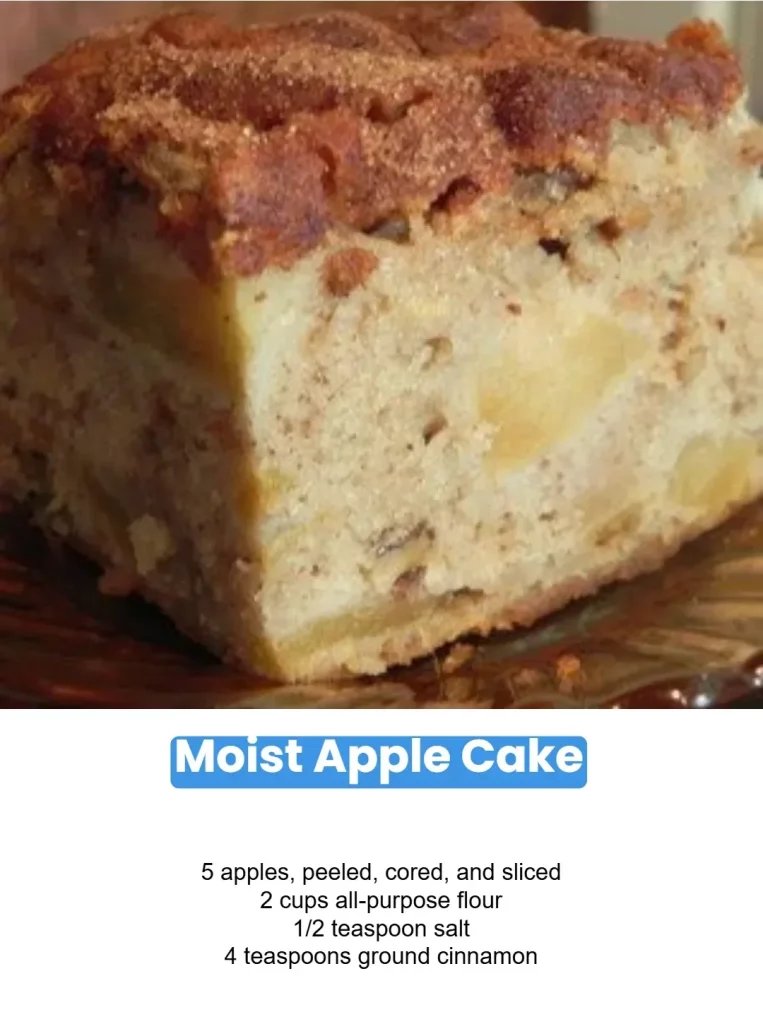 Deliciously moist apple cake topped with fresh apple slices and spices