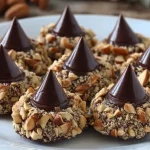 Delicious Nut Nests filled with Nutella, garnished with nuts and chocolate.