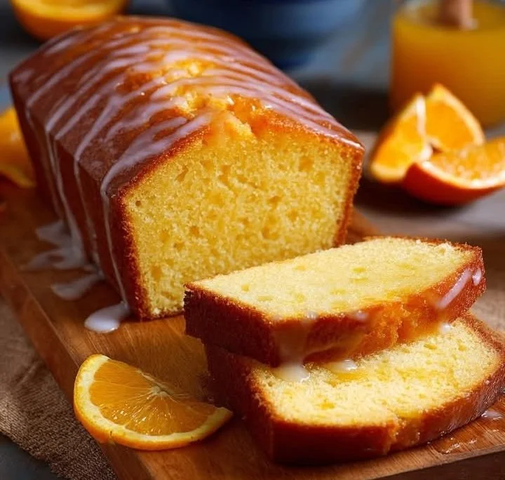 Moist and delicious orange cake topped with orange zest icing