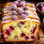 Freshly baked Orange Cranberry Loaf on a wooden table