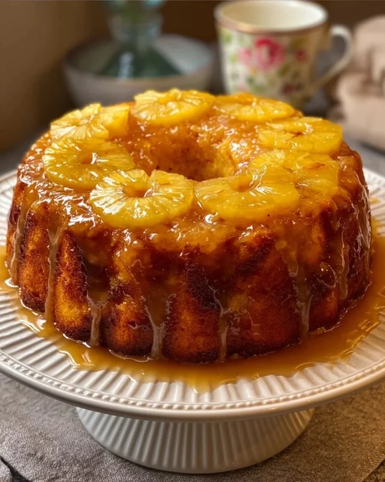 Delicious slice of Pineapple Pound Cake with fresh pineapple garnish
