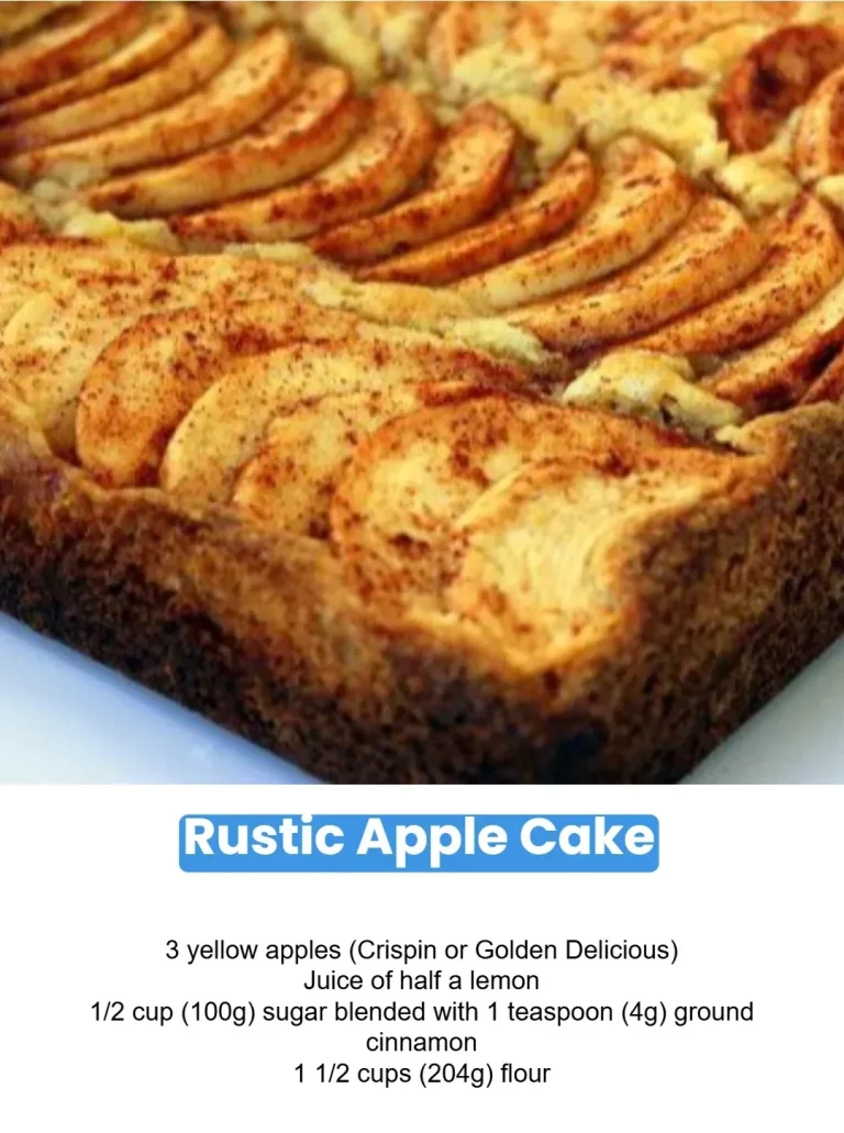 Delicious Rustic Apple Cake topped with fresh apple slices and spices