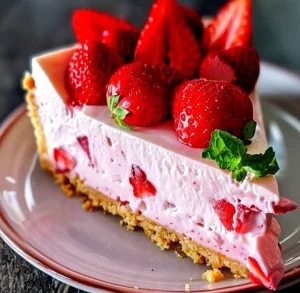 New York Style Strawberry Cheesecake with fresh strawberries on top