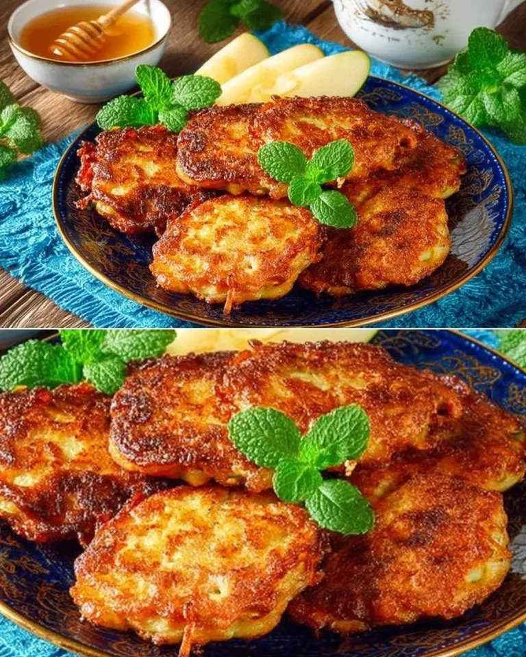 A plate of vegan lentil pancakes topped with apple slices and syrup