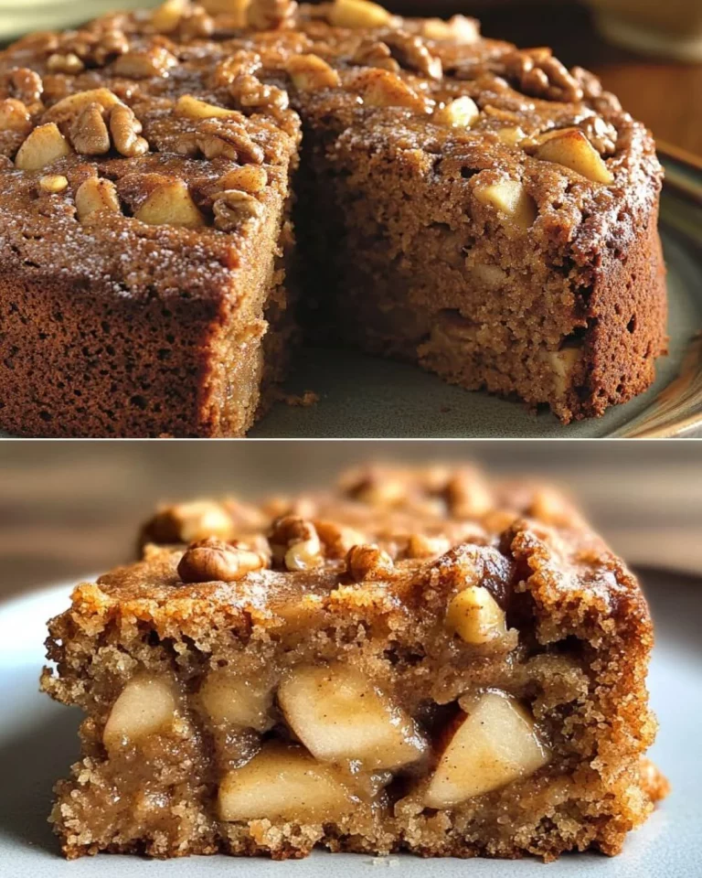 Delicious spiced apple walnut cake with fresh apples and walnuts