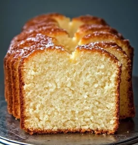 Delicious dessert showcasing a buttery vanilla flavor and dense texture.