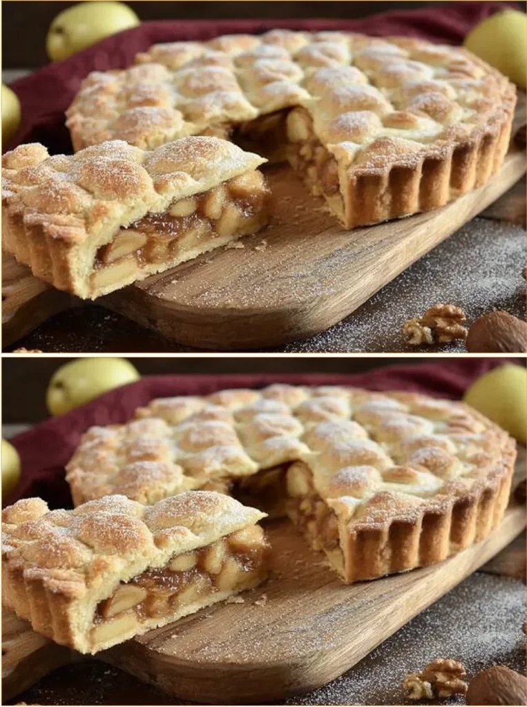 Delicious Apple and Amaretto Tart topped with fruit jam for added sweetness.