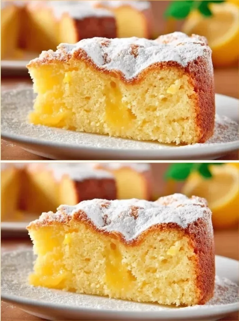 Delicious slice of apple yogurt cake topped with fresh apples.