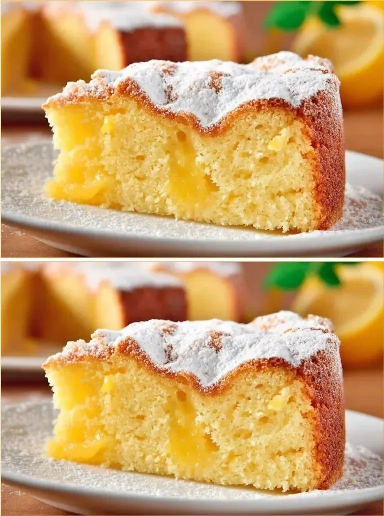 Delicious slice of apple yogurt cake topped with fresh apples.