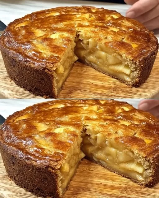 Delicious homemade apple cake topped with fresh apples and spices