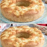 Freshly made apple doughnut topped with glaze and cinnamon sugar