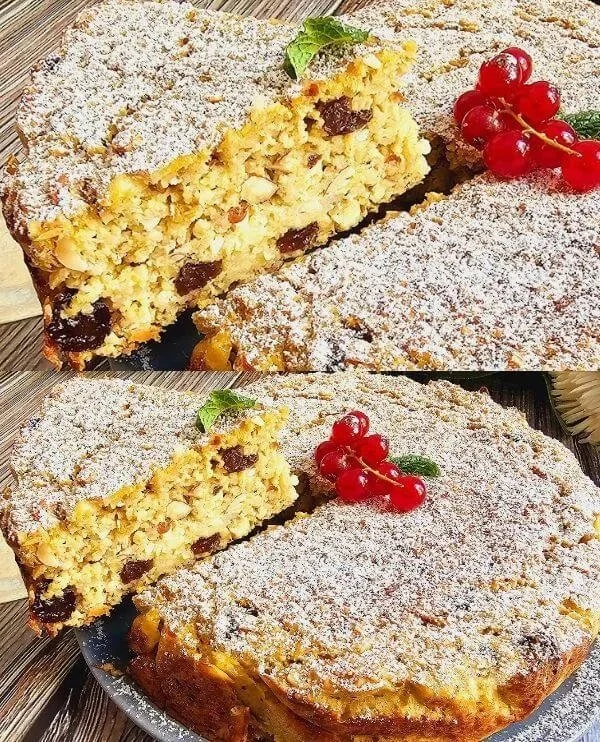 Delicious homemade Apple Oat Cake topped with fresh apples and oats