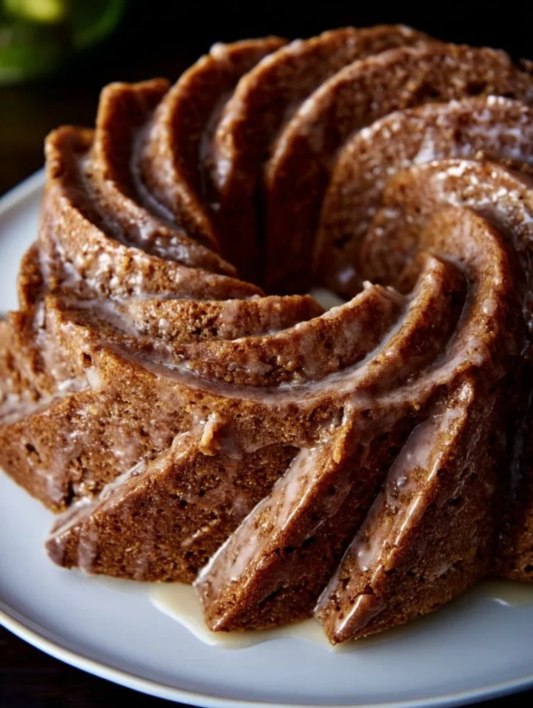 Delicious Apple Oatmeal Butterscotch Bundt Cake displayed on a rustic table