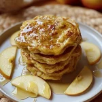 Delicious apple pancakes topped with syrup and fresh apple slices