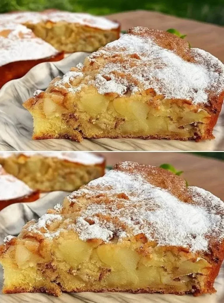 Homemade apple pie with nuts topped with cinnamon and served on a plate