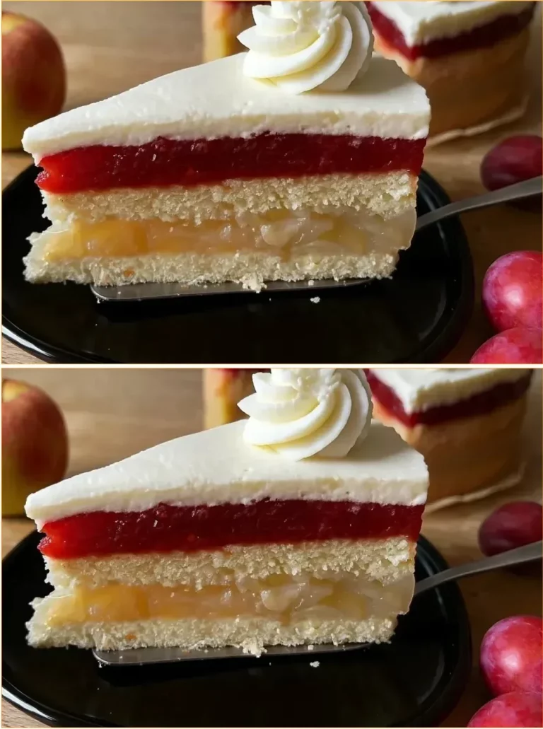 Delicious homemade apple plum cake with fresh apples and plums